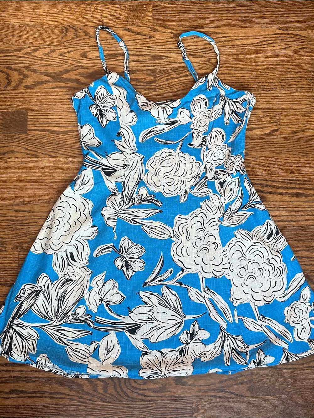 Zara Blue Floral Spaghetti-Strap Sundress